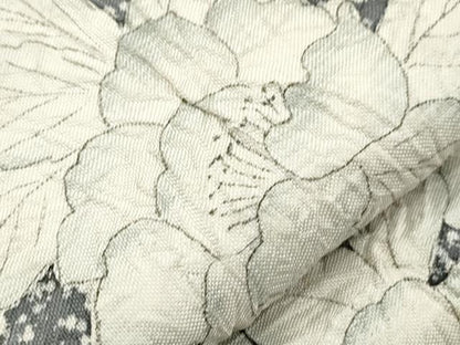 平和屋着物●六通柄袋帯　ふくれ織　手描き　花蝶文　正絹　逸品　CABK8585dy