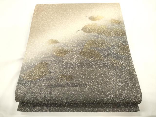 平和屋着物●友禅作家　茂野大生　太鼓柄袋帯　舞葉文　金通し地　正絹　逸品　CABK8586dy