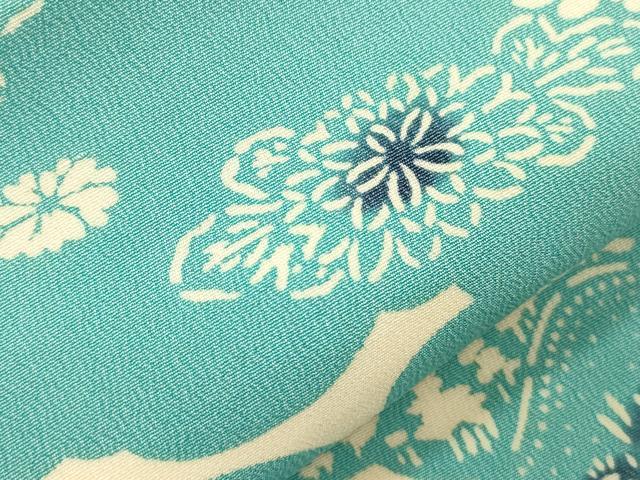 平和屋着物●つけ帯　型染め　遠山草花文　正絹　逸品　CABK8590dy