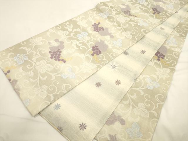 平和屋着物＊夏物　両面　全通柄袋帯　葡萄蔦の葉文　正絹　逸品　CABK8593dy