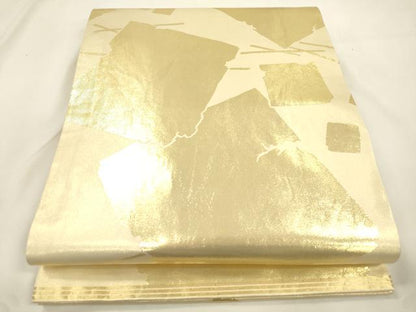 平和屋着物●西陣　川島織物　丸帯　破れ色紙重ね文　金糸　正絹　逸品　CABK8599dy