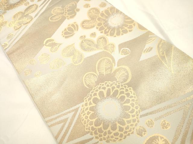 平和屋着物●織物一筋名門　織悦　全通柄　本袋帯　草花文　金糸　正絹　逸品　CABK8600dy