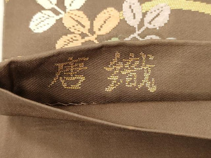 平和屋着物●六通柄袋帯　唐織　露芝に秋草文　金糸　正絹　逸品　CABK8601dy