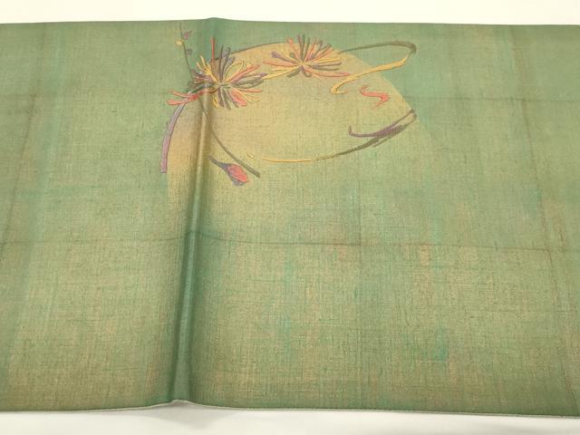 平和屋着物●太鼓柄袋帯　紬地　刺繍　草花文　金彩　正絹　逸品　CABK8604dy　