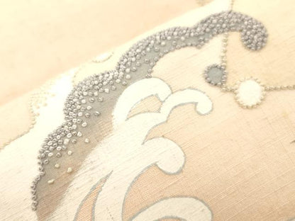 平和屋着物●中国三大刺繍　相良刺繍　総刺繍　太鼓柄袋帯　紬地　立波地紙草花文　正絹　逸品　CABK8605dy