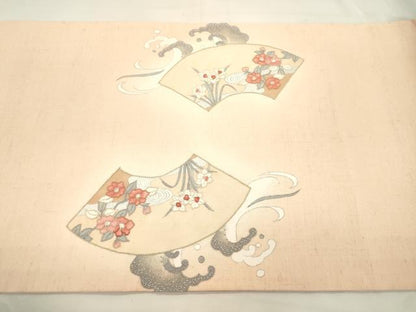 平和屋着物●中国三大刺繍　相良刺繍　総刺繍　太鼓柄袋帯　紬地　立波地紙草花文　正絹　逸品　CABK8605dy