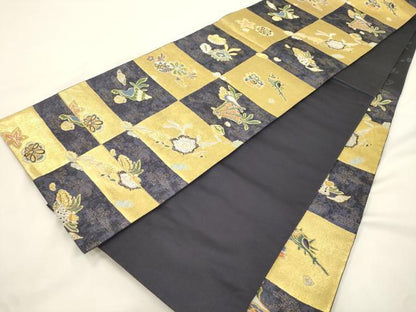 平和屋着物●六通柄袋帯　唐織　貝　金銀糸　正絹　逸品　CABK8609dy
