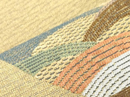 平和屋着物●六通柄袋帯　幾何学文　金糸　正絹　逸品　CABK8615dy