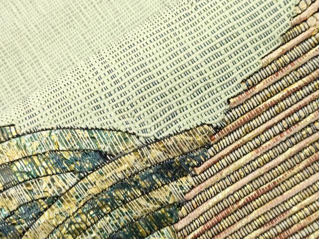 平和屋着物●太鼓柄袋帯　切嵌文　金銀彩　正絹　逸品　CABK8620dy
