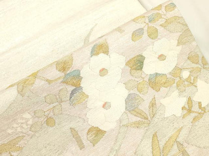 平和屋着物●太鼓柄袋帯　すくい織　草花文　金銀糸　正絹　逸品　CABK8627dy