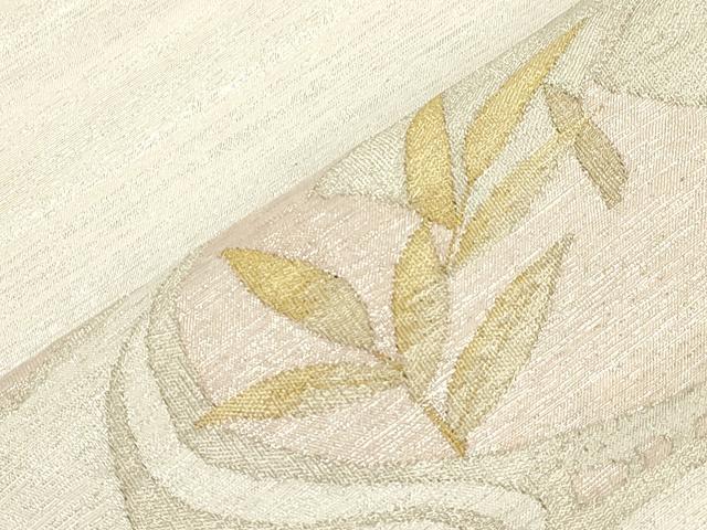 平和屋着物●太鼓柄袋帯　すくい織　草花文　金銀糸　正絹　逸品　CABK8627dy