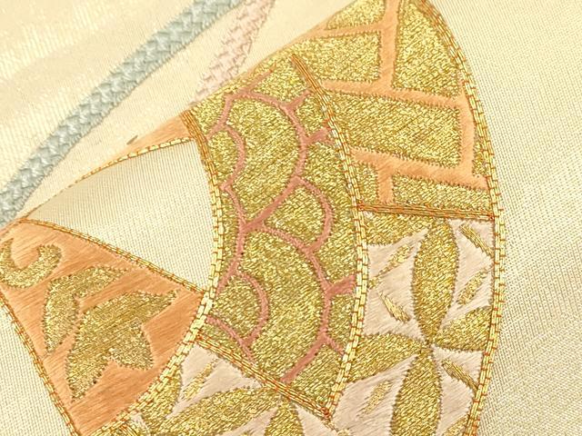 平和屋着物●西陣　川島織物　太鼓柄袋帯　総刺繍　駒刺繍　片輪車花文　金銀糸　正絹　逸品　CABK8628dy