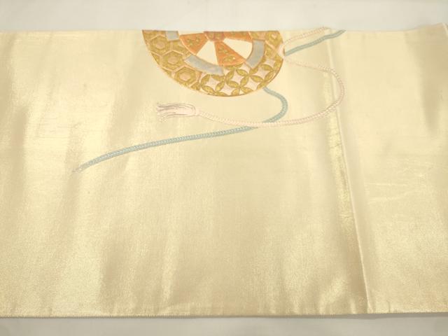 平和屋着物●西陣　川島織物　太鼓柄袋帯　総刺繍　駒刺繍　片輪車花文　金銀糸　正絹　逸品　CABK8628dy