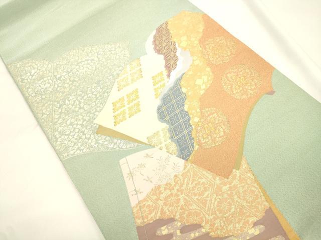 平和屋着物●爪掻き本綴れ　太鼓柄袋帯　冊子草花文　金糸　正絹　逸品　CABK8630dy