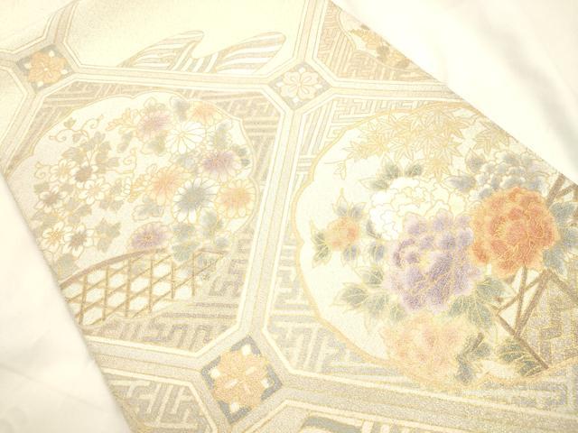 平和屋着物●綴れ　太鼓柄袋帯　蜀江花文　金彩　正絹　逸品　CABK8631dy