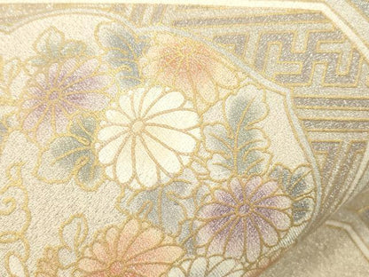 平和屋着物●綴れ　太鼓柄袋帯　蜀江花文　金彩　正絹　逸品　CABK8631dy
