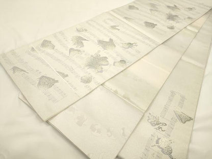 平和屋着物●両面　六通柄袋帯　影絵浪漫　銀糸　正絹　逸品　CABK8635dy
