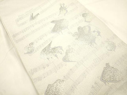 平和屋着物●両面　六通柄袋帯　影絵浪漫　銀糸　正絹　逸品　CABK8635dy