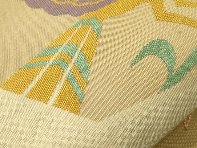 平和屋着物●六通柄袋帯　和紙　花鳥文　金糸　正絹　逸品　CABK8637dy