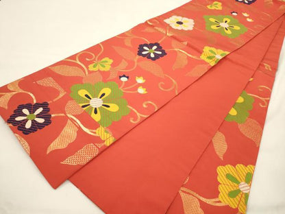 平和屋着物●桝屋高尾　六通柄　京袋帯　花唐草文　金糸　正絹　逸品　CABK8638dy