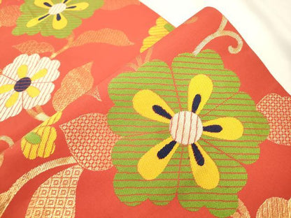 平和屋着物●桝屋高尾　六通柄　京袋帯　花唐草文　金糸　正絹　逸品　CABK8638dy