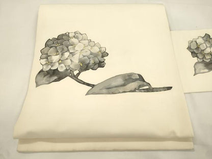 平和屋着物●塩瀬　九寸名古屋帯　ろうけつ染め　紫陽花　金彩　正絹　逸品　CABK8639dy