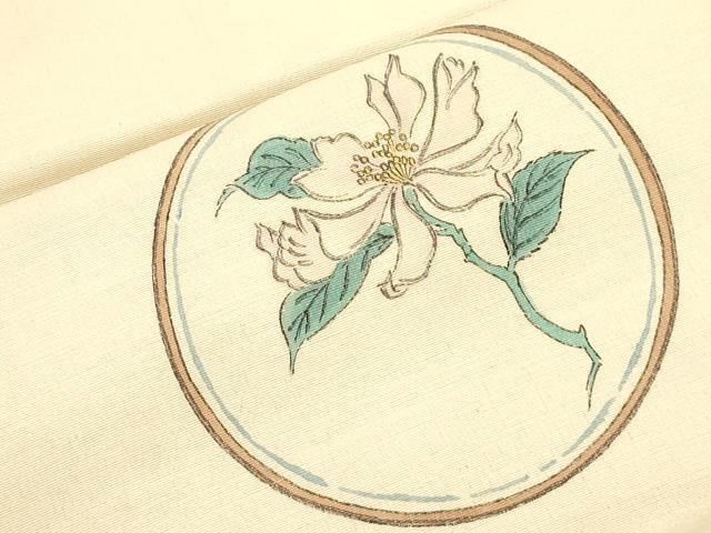 平和屋着物●九寸名古屋帯　手描き　草花丸文　正絹　逸品　CABK8640dy