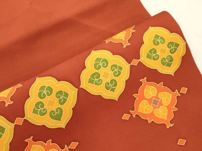 平和屋着物●塩瀬　九寸名古屋帯　幾何学文　正絹　逸品　CABK8641dy