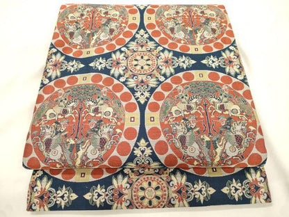 平和屋着物●九寸開き名古屋帯　紹巴　狩猟丸文　正絹　逸品　CABK8645dy