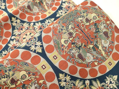 平和屋着物●九寸開き名古屋帯　紹巴　狩猟丸文　正絹　逸品　CABK8645dy