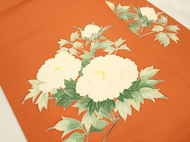 平和屋着物●塩瀬　九寸名古屋帯　手描き　草花文　正絹　逸品　CABK8647dy