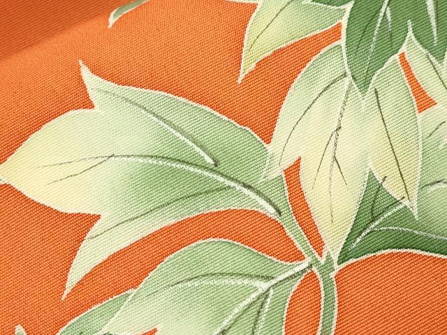 平和屋着物●塩瀬　九寸名古屋帯　手描き　草花文　正絹　逸品　CABK8647dy