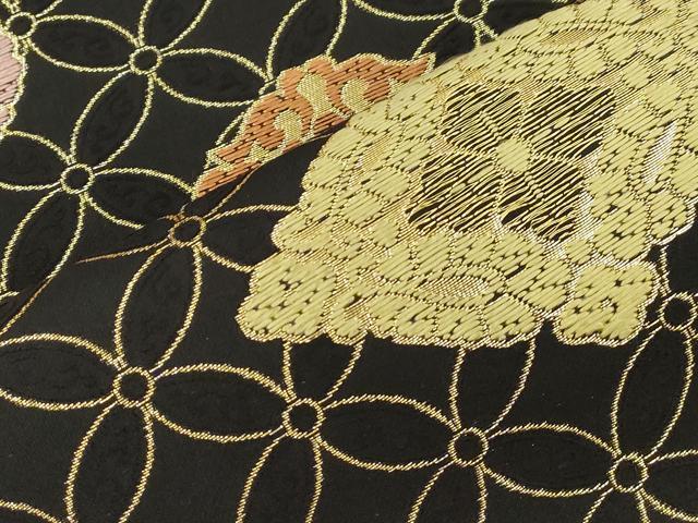 平和屋着物●九寸名古屋帯　七宝菱文　黒地　金糸　正絹　逸品　CABK8648dy