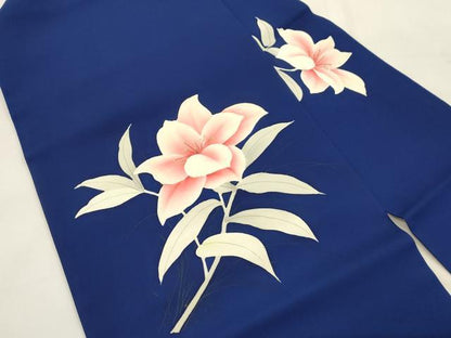 平和屋着物●塩瀬　九寸名古屋帯　手描き　草花文　金彩　正絹　逸品　CABK8649dy