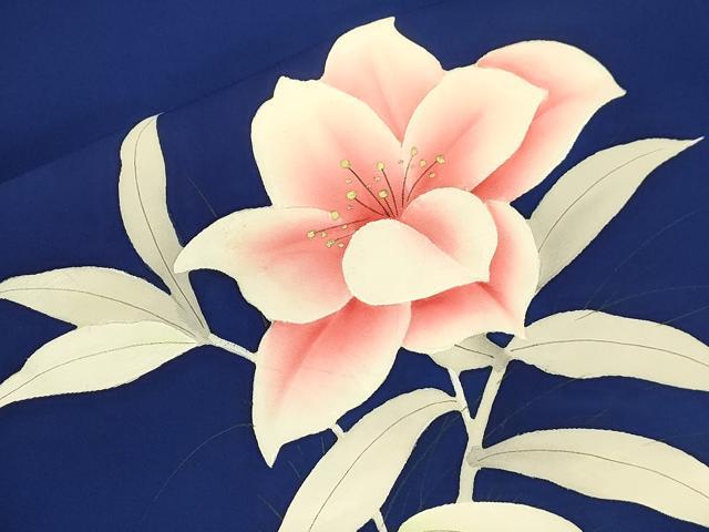 平和屋着物●塩瀬　九寸名古屋帯　手描き　草花文　金彩　正絹　逸品　CABK8649dy