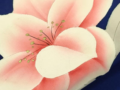 平和屋着物●塩瀬　九寸名古屋帯　手描き　草花文　金彩　正絹　逸品　CABK8649dy