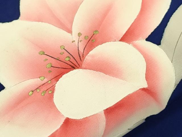 平和屋着物●塩瀬　九寸名古屋帯　手描き　草花文　金彩　正絹　逸品　CABK8649dy