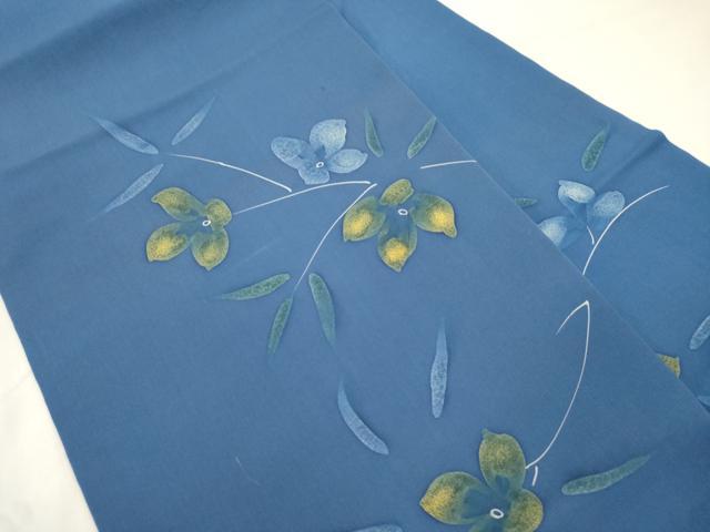 平和屋着物●塩瀬　全通柄九寸名古屋帯　ろうけつ染め　草花文　正絹　逸品　CABK8650dy