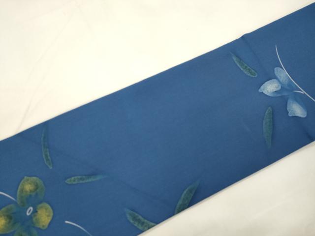 平和屋着物●塩瀬　全通柄九寸名古屋帯　ろうけつ染め　草花文　正絹　逸品　CABK8650dy