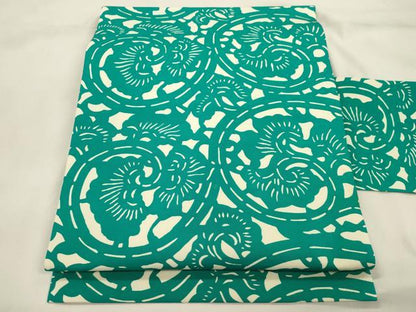 平和屋着物●塩瀬　全通柄九寸名古屋帯　型染め　唐草文　正絹　逸品　CABK8654dy