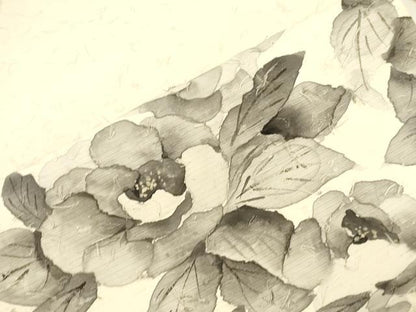 平和屋着物●九寸名古屋帯　作家物　髭紬　手描き　草花文　正絹　逸品　CABK8655dy