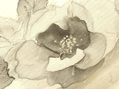 平和屋着物●九寸名古屋帯　作家物　髭紬　手描き　草花文　正絹　逸品　CABK8655dy