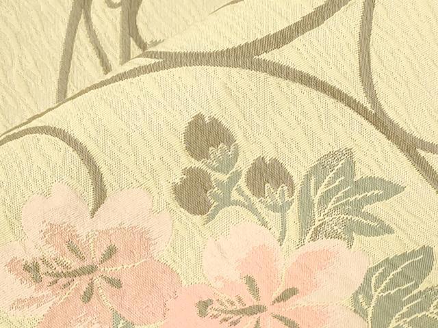平和屋着物●本場筑前博多織　八寸名古屋帯　草花文　正絹　逸品　CABK8658dy