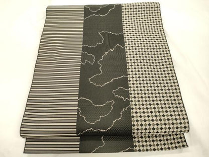 平和屋着物●本場筑前博多織　八寸名古屋帯　霞文　正絹　逸品　CABK8660dy