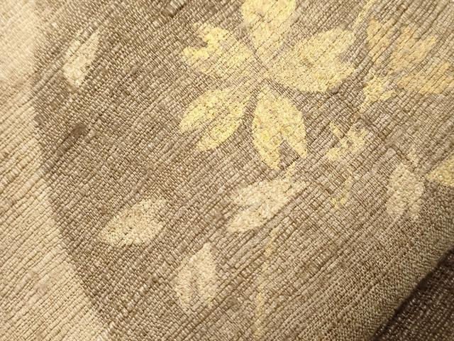 平和屋着物●インド・アッサム　野蚕糸　手織　ムガシルク　太鼓柄袋帯　竹屋町刺繍　下駄　舞桜文　金糸　正絹　逸品　CABK8661dy