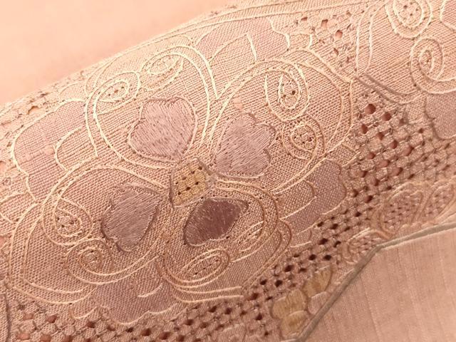平和屋着物●中国三大刺繍　スワトウ刺繍　相良刺繍　総刺繍　太鼓柄袋帯　紬地　更紗花文　正絹　逸品　CABK8671dy
