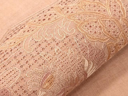 平和屋着物●中国三大刺繍　スワトウ刺繍　相良刺繍　総刺繍　太鼓柄袋帯　紬地　更紗花文　正絹　逸品　CABK8671dy