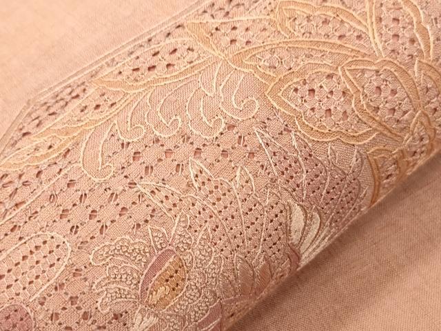 平和屋着物●中国三大刺繍　スワトウ刺繍　相良刺繍　総刺繍　太鼓柄袋帯　紬地　更紗花文　正絹　逸品　CABK8671dy