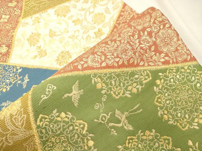 平和屋着物●六通柄袋帯　切嵌花鳥文　金糸　正絹　逸品　CABK8673dy