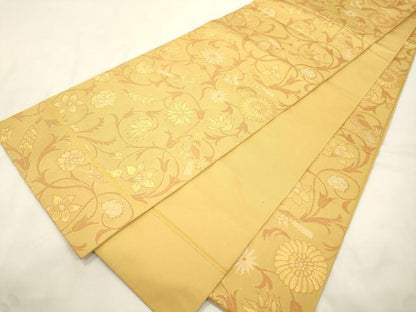 平和屋着物●織物一筋名門　織悦　全通柄　本袋帯　花鳥文　金糸　正絹　逸品　CABK8675dy